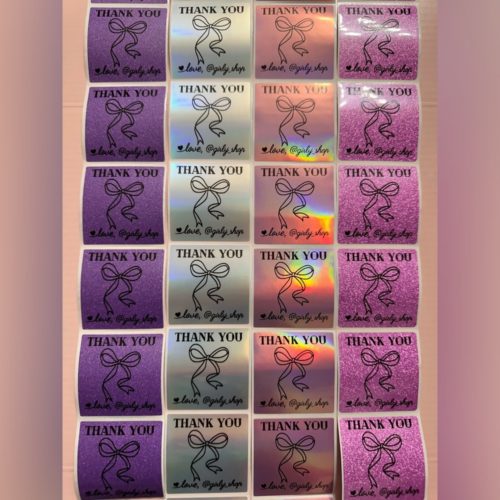 50 ct. Custom 2” Square Thank You, QR Code, FRAGILE Stickers OR LOGO